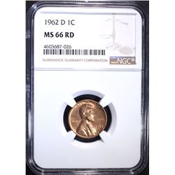 1962-D LINCOLN CENT NGC MS66 RD