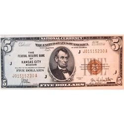 1929 $5 National Currency