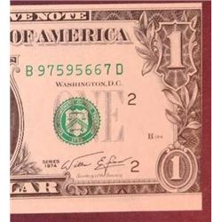 1974 $1 Federal Reserve Note Error