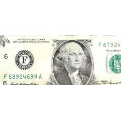 1969 $1 Federal Reserve Note Error