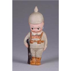 RARE 3-3/4in. KEWPIE SOLDIER WITH MOLDED CLOTHING