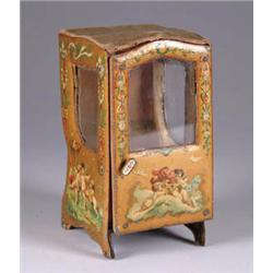 TIN LITHO AND VELVET SEDAN CHAIR