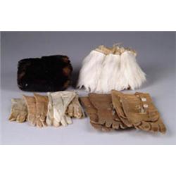 5 PAIRS OF FRENCH GLOVES, MUFF, AND STOLL