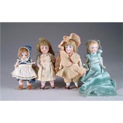 LOT OF FOUR ALL-BISQUE DOLLS