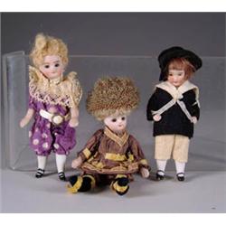 THREE SWIVEL NECK ALL BISQUE DOLLS