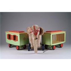 STEIFF ELEPHANT AND CIRCUS WAGONS