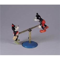 RARE CELLULOID MICKEY AND MINI SEESAW TOY