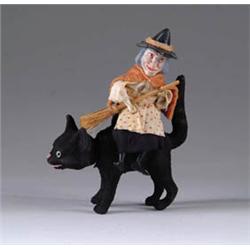 WITCH ASTRIDE A NODDING BLACK CAT