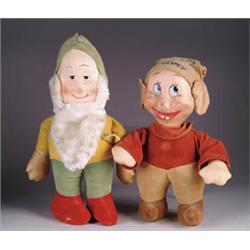 TWO WALT DISNEY SNOW WHITE AND THE SEVEN DWARF FIGURES; DOPEY & SLEEPY