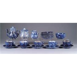 CHILD'S BLUE SPONGEWARE TEA SET