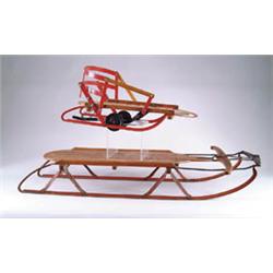 LOT OF 6 VINTAGE WOODEN CHILDREN'S SLEDS