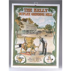 RELIABLE OLD LITHO PAPER ROLL DOWN   ADVERTISING THE KELLY DUPLEX GRINDING MILL