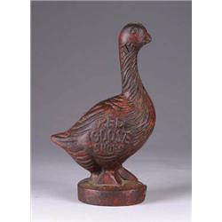 CAST IRON FIGURAL RED GOOSE SHOES BANK