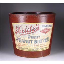 ANTIQUE LARGE FIBER 40 POUNDS PAIL FOR HEIDES PEANUT BUTTER