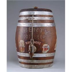 LIBERTY ROOT BEER OAK BARREL DISPENSER