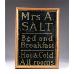 BED & BREAKFAST REVERSE GLASS SIGN