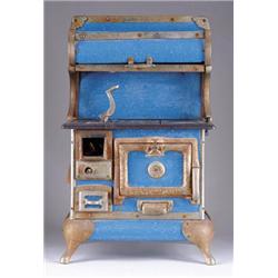 RARE ANTIQUE BLUE ENAMEL SALESMAN’S SAMPLE COOKSTOVE