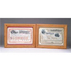LOT OF TWO RAILROAD STOCK CERTIFICATES
