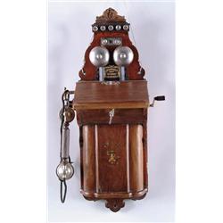 INTERESTING EARLY WALNUT WALL TELEPHONE