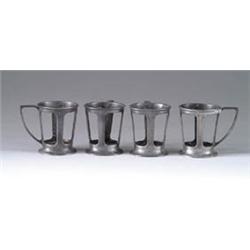 SET OF FOUR LILY PEWTER CUP HOLDERS