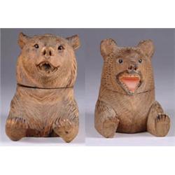 LOT OF 2 BLACK FOREST BEAR INKWELLS