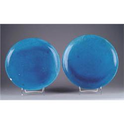 2 COBALT BLUE STONEWARE PLATES