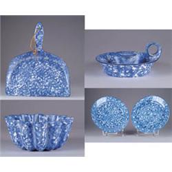 MISC. GROUPING OF BLUE SPONGEWARE PIECES