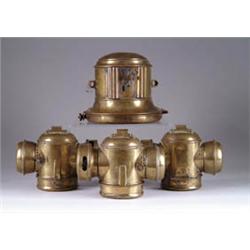 LOT OF 4 BRASS AUTO/MOTORCYCLE GAS LAMPS
