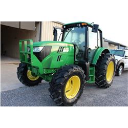 2013 JOHN DEERE 6125M Farm Tractor; VIN/SN:759302 -:- MFWD, 3 remotes, cab, A/C, 18.4-34 rear tires,