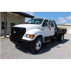 2009 FORD F750 Flatbed Dump Truck; VIN/SN:3FRNW75D99V180014 -:- S/A, crew cab, Cummins diesel, A/T, 