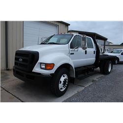 2006 FORD F750 Flatbed Dump Truck; VIN/SN:3FRNW75ZX6V304850 -:- crew cab, Int. diesel, A/T, 25,999# 