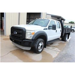 2011 FORD F450 Flatbed Truck; VIN/SN:1FD0W4GY9BEA63780 -:- crew cab, V10 gas, A/T, AC, 9' flatbed bo