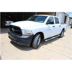 2012 DODGE 1500 Pickup Truck; VIN/SN:1C6RD7KPXCS231549 -:- 4x4, crew cab, V8 gas, A/T, AC, bed cover