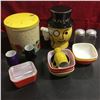 Image 1 : Tray Lot: Mr Peanut Cook, Canister Set, Pyrex Bowls, S&P, etc