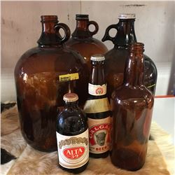 Brown Jug Grouping (6) (Incl. Calgary Beer Bottle Full & Alta 39 Full)