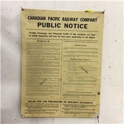 CPR Public Notice Poster 1953-54