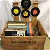Image 1 : Wooden Melons Crate w/Album Collection + 45's