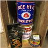 Image 1 : 4 Confectioner Tins (Malkin's Best, N.A.D.P., Bee Hive, Rogers' Syrup) + Antique Kitchen Utensils