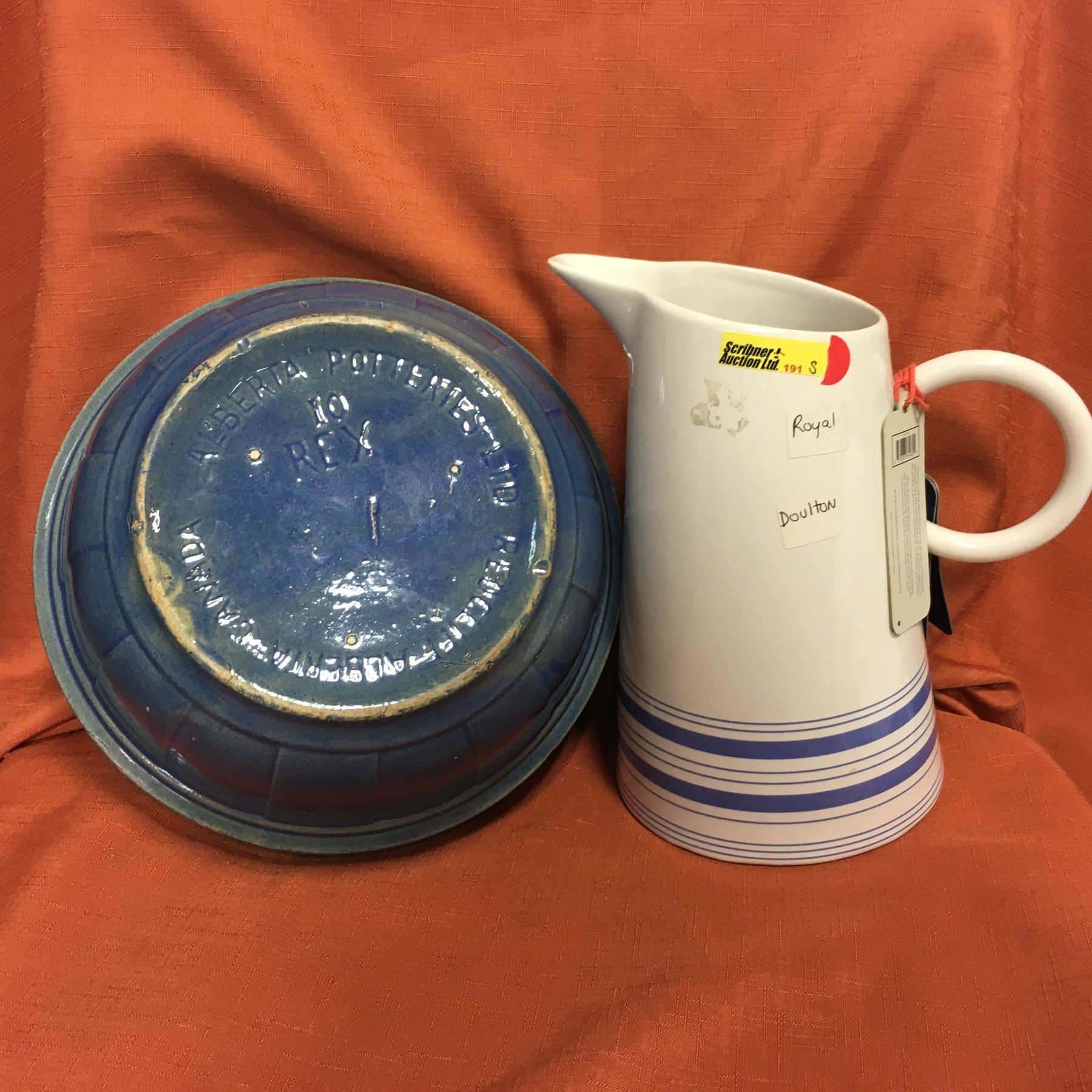 Royal Doulton Pitcher & Blue Redcliff Pottery Bowl
