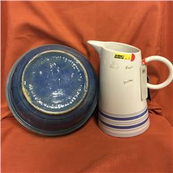 Royal Doulton Pitcher & Blue Redcliff Pottery Bowl