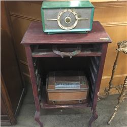 Music Cabinet (no door) with 2 Electric Radios & Horseshoe