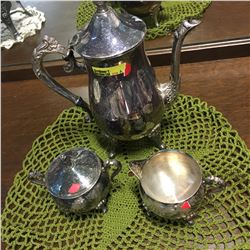 Leonerd Silver Plated Coffee Pot & Cream & Sugar