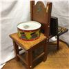 Image 2 : 2 Small Children's Chairs, Vintage Letter/Number Stamp Wooden Stamp Set & Tin Drum