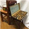 Image 3 : 2 Small Children's Chairs, Vintage Letter/Number Stamp Wooden Stamp Set & Tin Drum