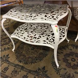 2 Cast Iron - Ivory Color - Side Tables - Bird Pattern