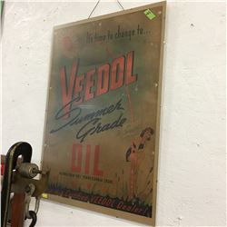 "Veedol Oil" Cardboard Advertisement 28" x 20"