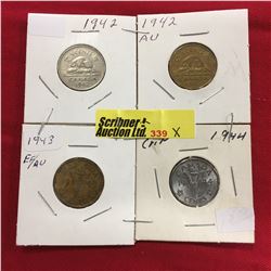 Canada Five Cent - Group of 4: 1942; 1942; 1943; 1944