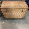 Image 1 : Heavy Wicker Shipping Chest - Label "Norddeutscher Lloyd - Shipping from Bremen Germany to New York 