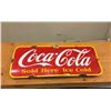 Image 1 : Coca-Cola "Sold Here Ice Cold" Canada 1947 Enamel Sign (29" x 12")