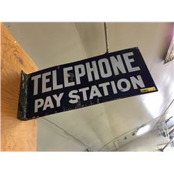  Telephone Pay Station  Double Sided Enamel Flange Sign (18  x 8 )